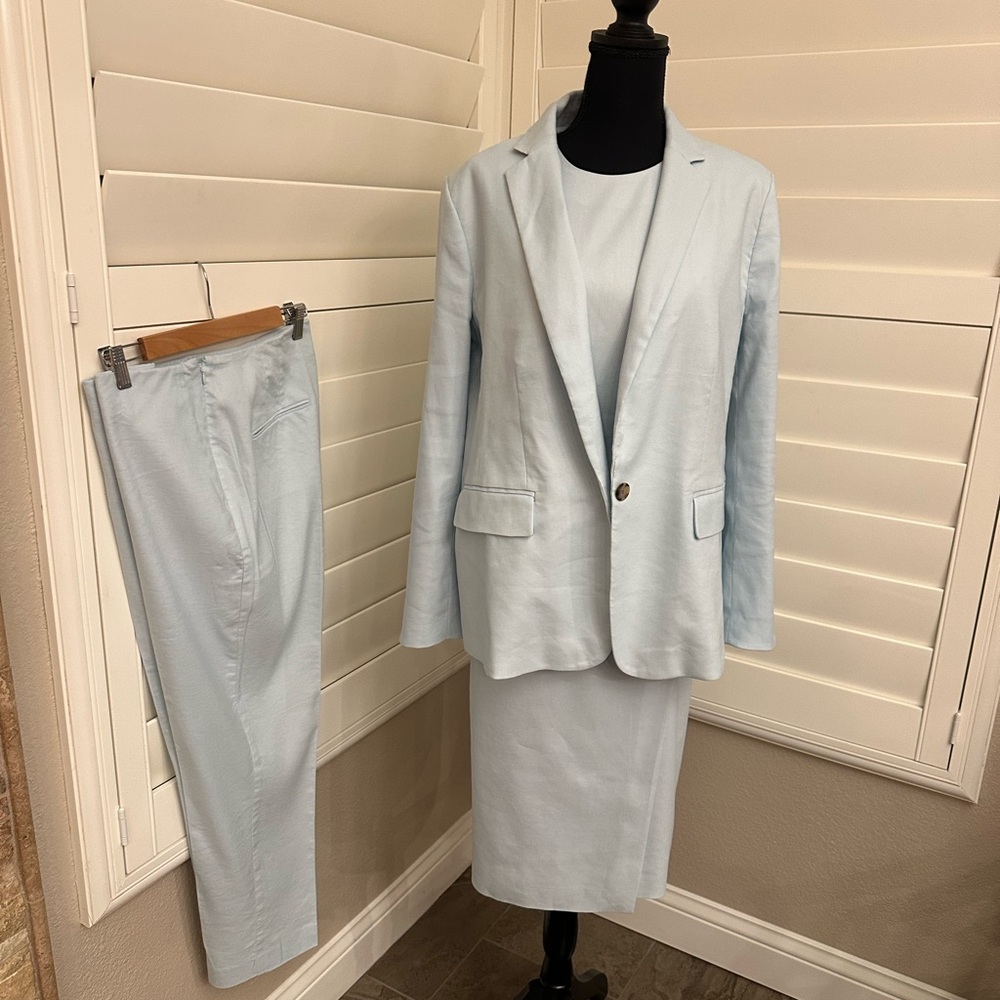 Ann Taylor Light Blue Dress and Blazer Set